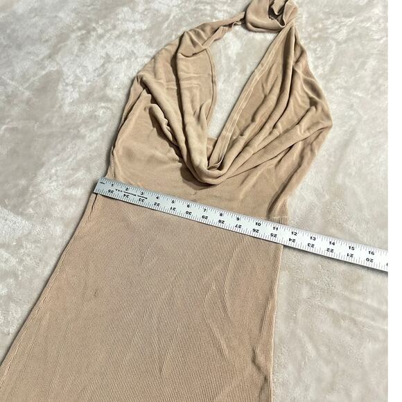 Aya Muse Tipo Mini Dress Women's Small Beige Cowl Neck Open Back Halter $650 - Picture 8 of 11